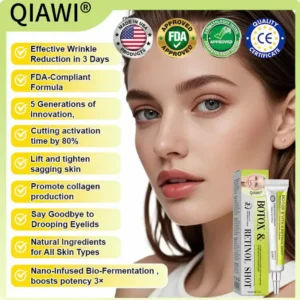 👏🌿Proudly Made in the USA💫QIAWI® Advanced Peptide Botox-Style + Vita-A Retinol Lifting Renewal Cream – Today Only 70% OFF