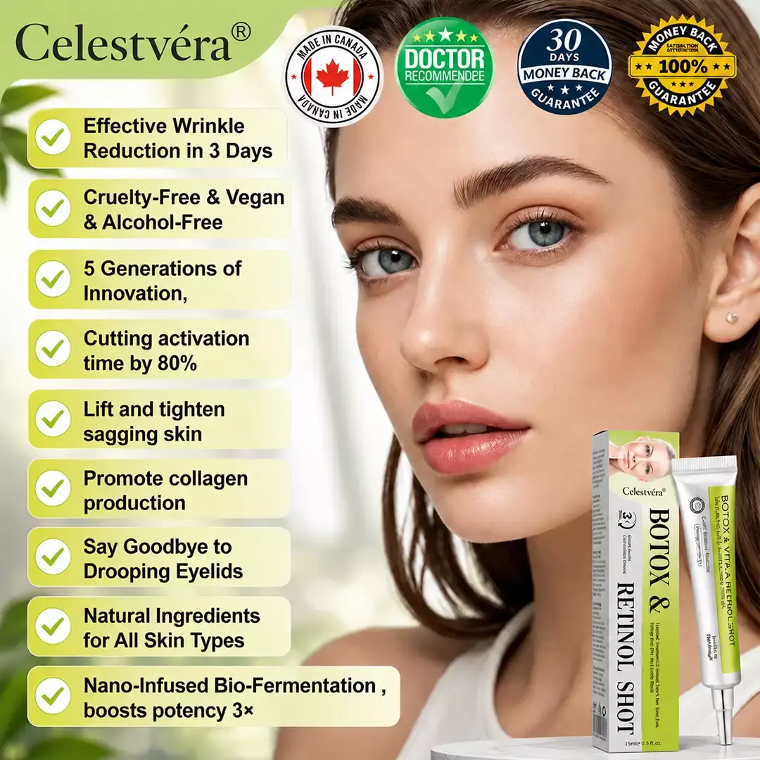 👩⚕️
🏆
Made and shipped from the Canada
Made & shipped from Canada
💫
Celestvéra®
Botox & Vita-A Retinol Shot Wrinkle-Lift Tightening Cream
🔥Last Day Promotion
70% OFF